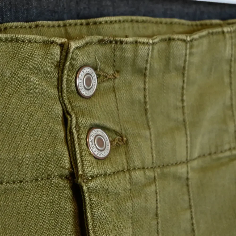 We the Free Women's 27 (26x31) Jayde Olive Green High Rise Flare Jeans